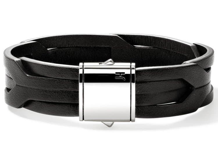 John Hardy Icon 50 Bracelet-Size XL-in Black Leather and Sterling Silver