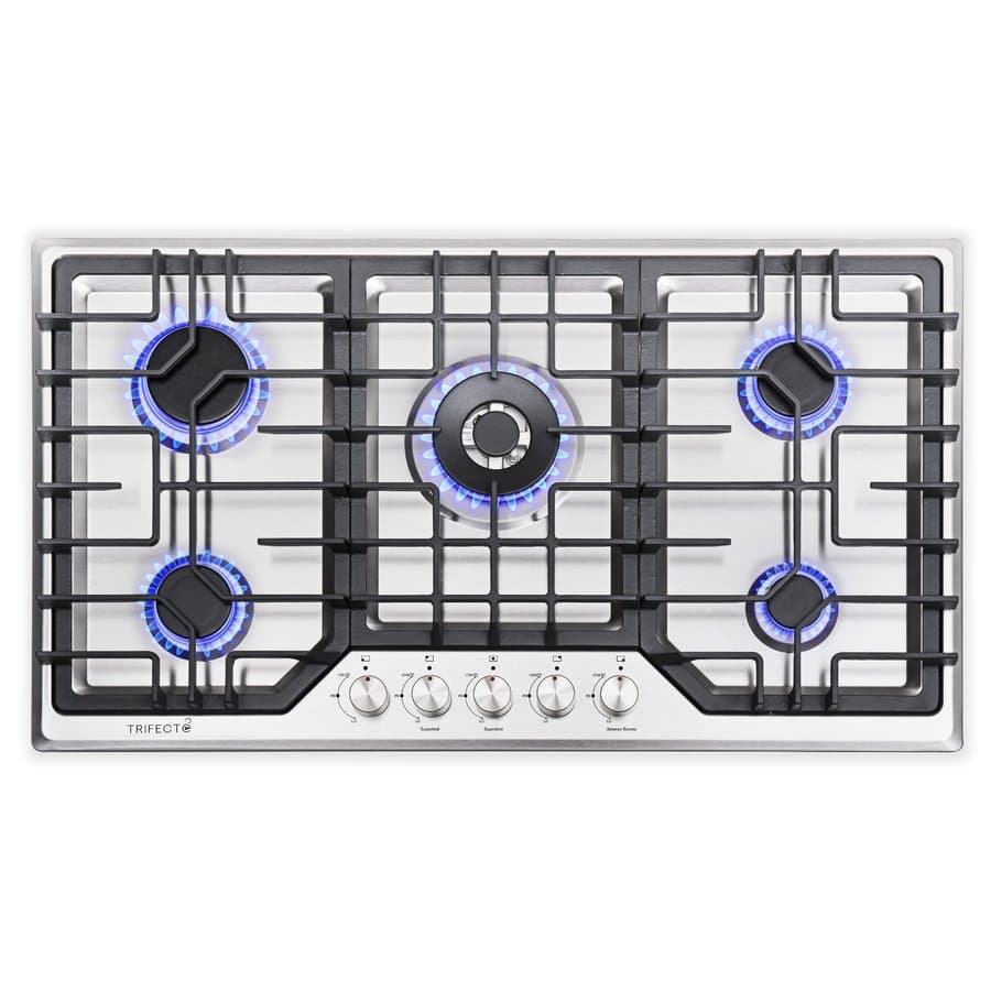 Trifecte 36" Silver Natural Gas 5 Burner Cooktop TRI-JZS95001NG