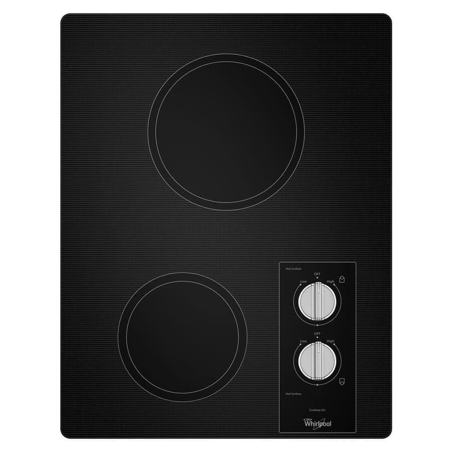 Whirlpool 15-in 2 burners Smooth surface Black Electric Cooktop