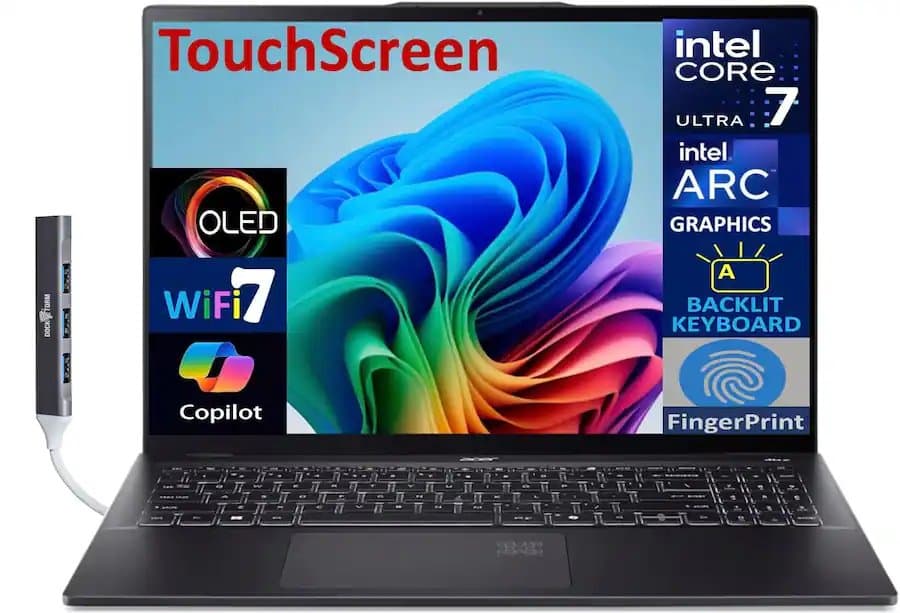 Swift 16 AI Laptop 16.0 2.8K Display (Ultra 7-256V, 16GB, 1TB SSD, Intel Arc, Backlit KB, Win 11 Pro) w/USB Hub