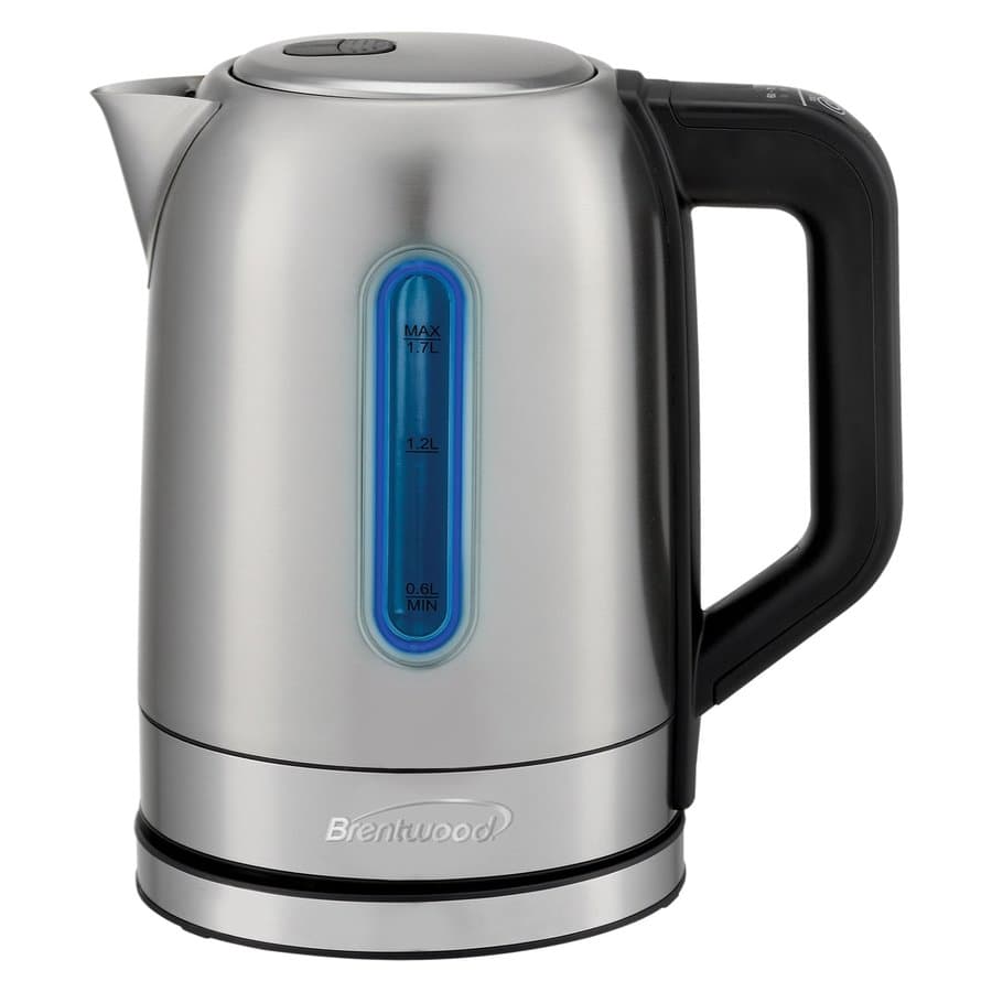 Brentwood 1500 Watt Stainless Steel 1.7 Liter Electric Kettle with 5 Temperature Presets, Silver