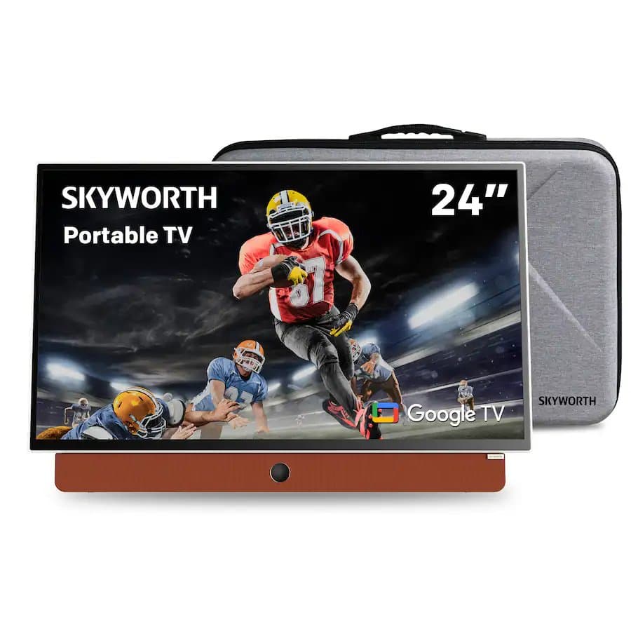 24" Portable TV Bundle Edition-Battery Powered LED Smart TV with Protective Case Full HD Built-in Google TV