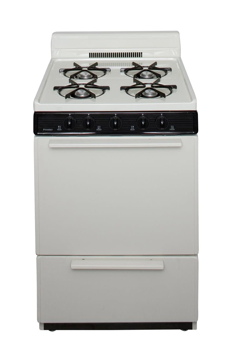Premier 24-in 4 burners 2.9-cu ft Freestanding Natural Gas Range ( Biscuit with Black Trim )