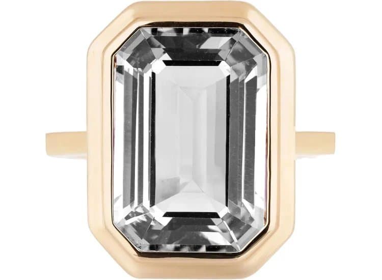 Goshwara Manhattan Emerald Cut Ring with Rock Crystal-Size 6-in 18K Yellow Gold