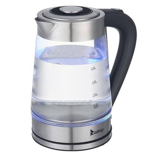 Glass stainless steel kettle, 2.5 Liter Portable Blue Glass Electric Kettle 1100W Fast Heating Boil Countertop Tea Maker