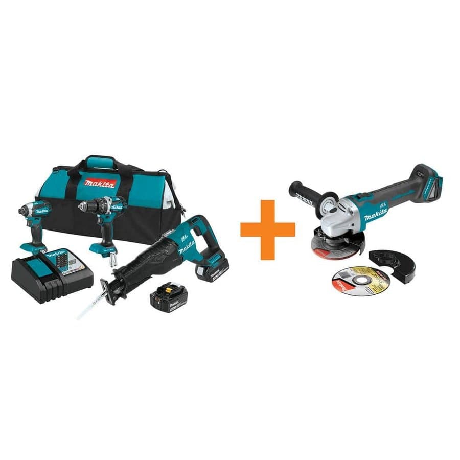18V LXT Brushless 3-Piece Combo Kit (4.0 Ah) with 18V LXT Brushless 4-1/2 in./5 in. Cut-Off/Angle Grinder