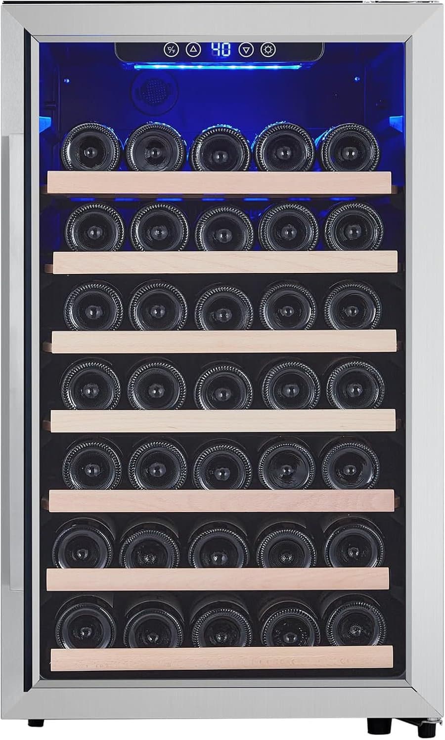 Wine Refrigerator, Wine Cooler Fridge w Glass Door, Wine Cellar w Digital Temperature Control Compressor, Fast Cooling Quiet No Fog Freestanding Wine Fridge for Home Bar ?