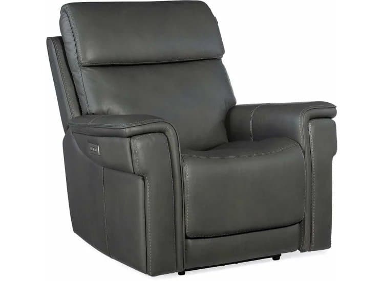 Hooker Furniture Living Room Lyra Leather Zero Gravity Power Recliner w/ Power Headrest, Sahara Dorian Gray Finish