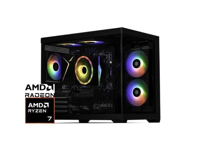 STORMCRAFT Gaming PC SIRIUS AMD Ryzen 7 7700 AMD Radeon RX 9060 XT 16GB-AI Powered 32GB (16Gx2) DDR5 RGB 6000MHz 2TB NVMe SSD 650W PSU Windows 11