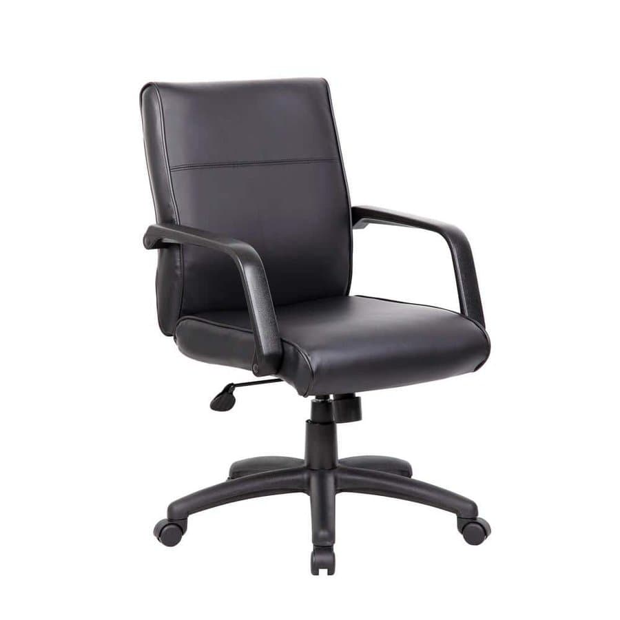 Black Mid Back Executive Chair, LeatherPlus