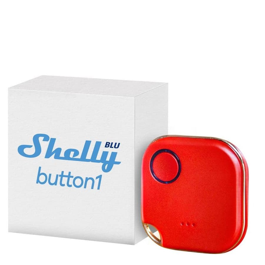 Shelly BLU Button1 Red, Bluetooth Controlled Action and Scene Activation Button, Long Range Multi-Click Trigger (Pack of 2)