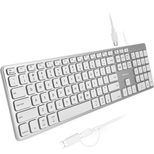 Macally Wired Backlit Keyboard with USB Hub for Mac
