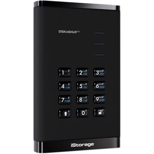 Istorage 1TB diskAshur3 USB 3.2 Gen 1 Encrypted Portable Hard Drive (Black)