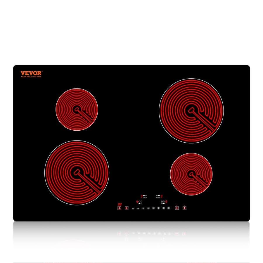 VEVOR Built-in Ceramic Stove 6000W 24-in 4 burners Smooth surface Black Electric Cooktop