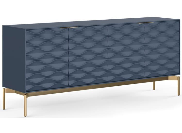 BDI Storage Credenza Ripple, Ocean with Brushed Brass Finish