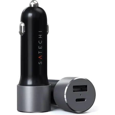 Satechi 72W USB Type-C PD and Type-A Car Charger Adpater, Space Gray