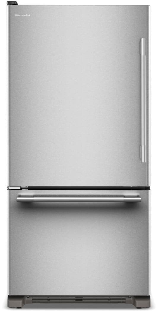 KitchenAid 22 Cu. Ft. Bottom Mount Refrigerator Left-Hinge 33-Inch Wide in PrintShield Stainless Steel - KRBL133SPS