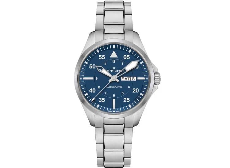 Hamilton Watch Khaki Aviation Pilot Day Date Auto 42mm with Blue Dial