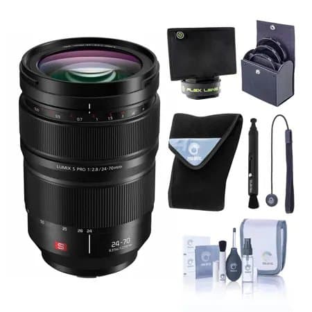 Panasonic LUMIX S PRO 24-70mm f/2.8 Lens, Bundle with 82mm Filter Kit, Lens Wrap, Lens Shade and Cleaning Kit