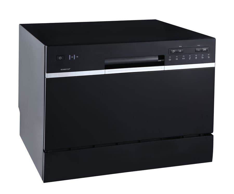 EdgeStar 22-in Portable Countertop dishwasher ( Black ) 6 Place Settings 52-Decibel Standard Sound Level
