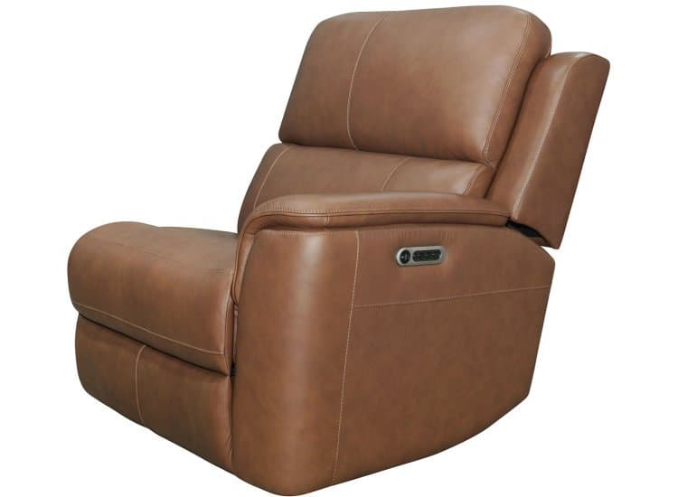 Flexsteel Power Recliner RAF Henry with Power Headrest and Lumbar, Caramel Leather Finish