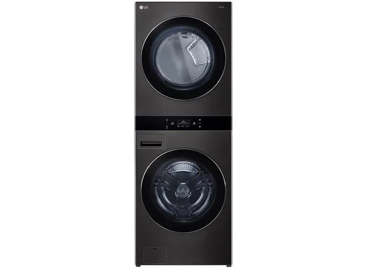 LG 27" Black Steel WashTower With Center Control Single Unit Front Load 5 Cu. Ft. Washer & 7.4 Cu. Ft. Electric Dryer Combo