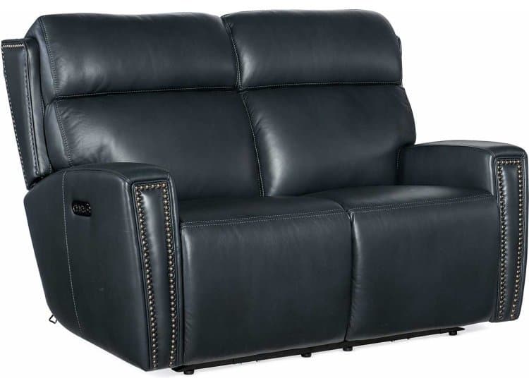 Hooker Furniture Living Room Ruthe Zero Gravity Power Recline Loveseat w/ Power Headrest, Salvo Denim Finish