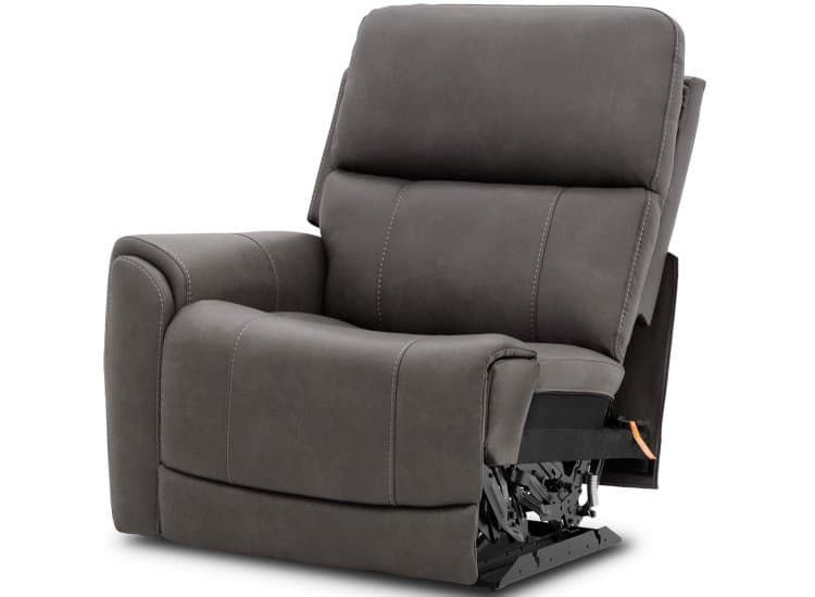 Flexsteel Carter LAF Power Recliner with Power Headrest and Lumbar, Smoke Fabric