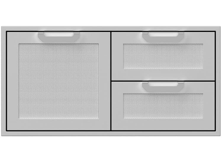 Hestan 42-Inch Outdoor Double Drawer And Storage Door Combination, Steeletto