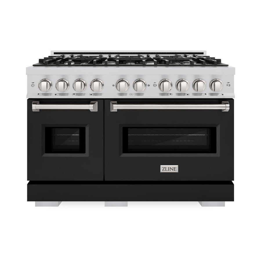 ZLINE KITCHEN & BATH Classic 48-in Standard 4.2-cu ft / 2.5-cu ft Convection Oven Freestanding Double Oven Dual Fuel Range ( Black Stainless Steel )