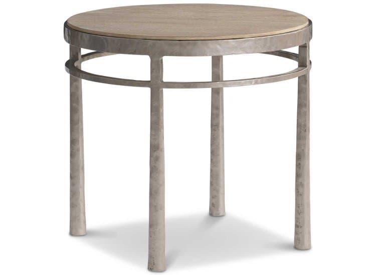 Bernhardt Aventura Side Table in Tusk | Frosted Nickel