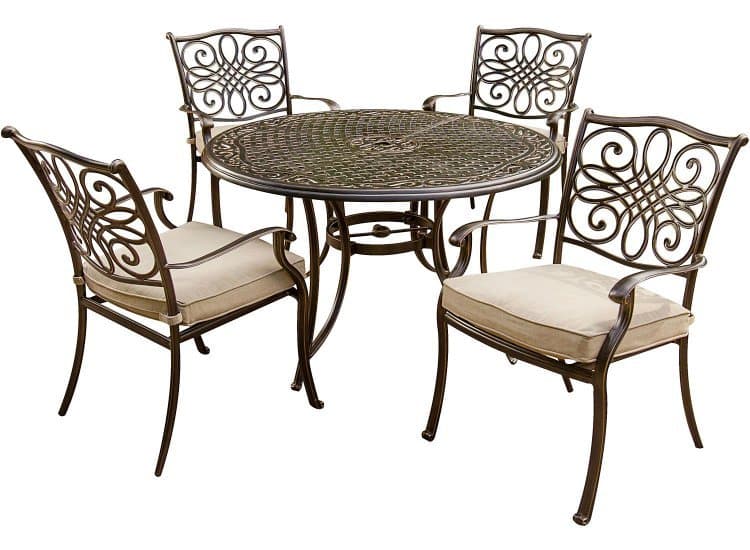 Hanover Brown Traditions 5-Piece Outdoor Dining Patio Set