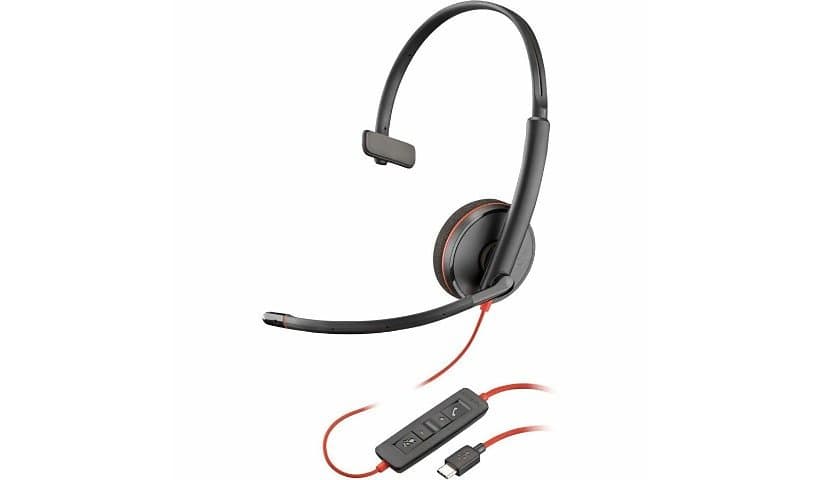 Poly Blackwire 3210 Monaural Wired Headset-3.5mm/USB-C Adapter (Bulk)