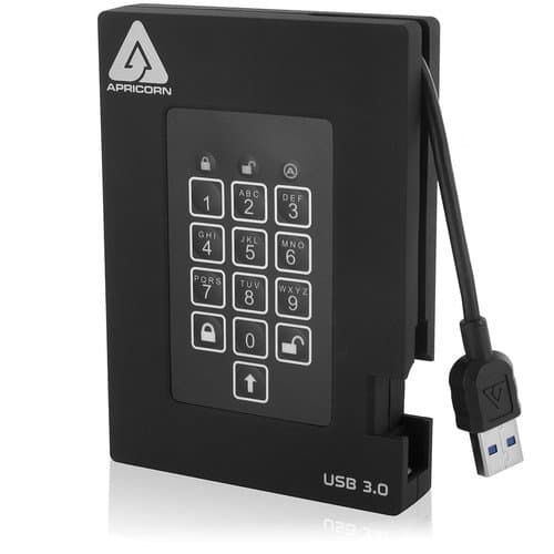 Apricorn 2TB Aegis Fortress FIPS 140-2 Level 2 Secure USB 3.2 Gen 1 Portable SSD