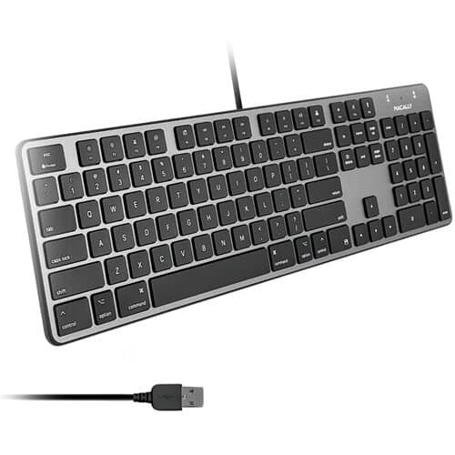 Macally 104-Key Slim USB-A Keyboard (Space Gray)