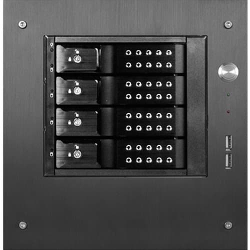 iStarUSA Compact Stylish 4x 3.5" Hotswap Trayless mini-ITX Tower (Black HDD Handles)