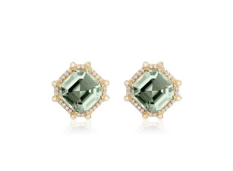 Goshwara Gossip Crown Bezel Studs with Prasiolite