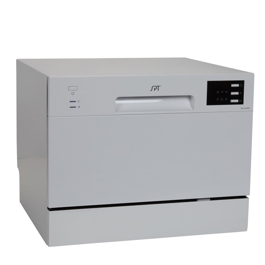 SPT 22-in Portable Countertop dishwasher ( White ) 6 Place Settings with Condensation Dry 55-Decibel Standard Sound Level