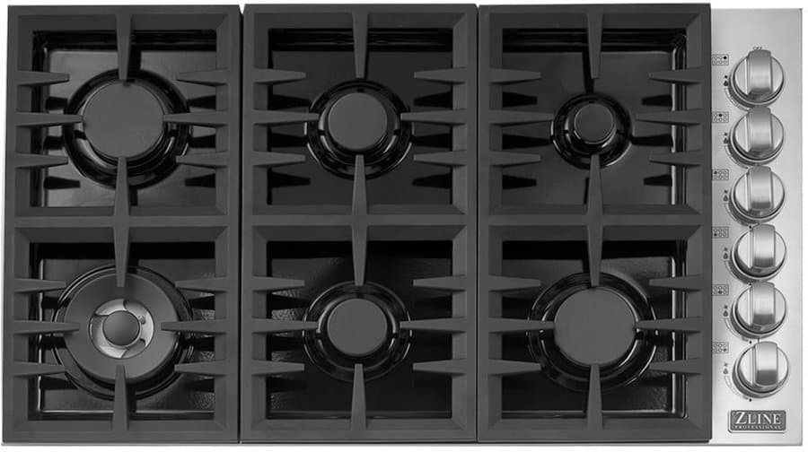ZLINE 36 in. Dropin Cooktop with 6 Gas Burners and Black Porcelain Top (RC36-PBT)