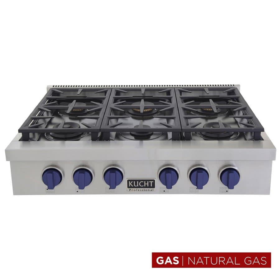 Kucht 36-in 6 burners Stainless steel Gas Cooktop