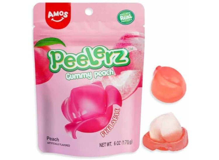 Amos Peelerz Gummies 6oz. Peach Bag