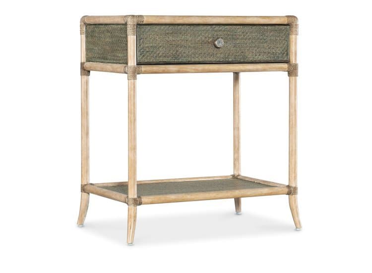 Hooker Furniture Bedroom Retreat Pole Rattan Bedside Table in Dune | Seagrass