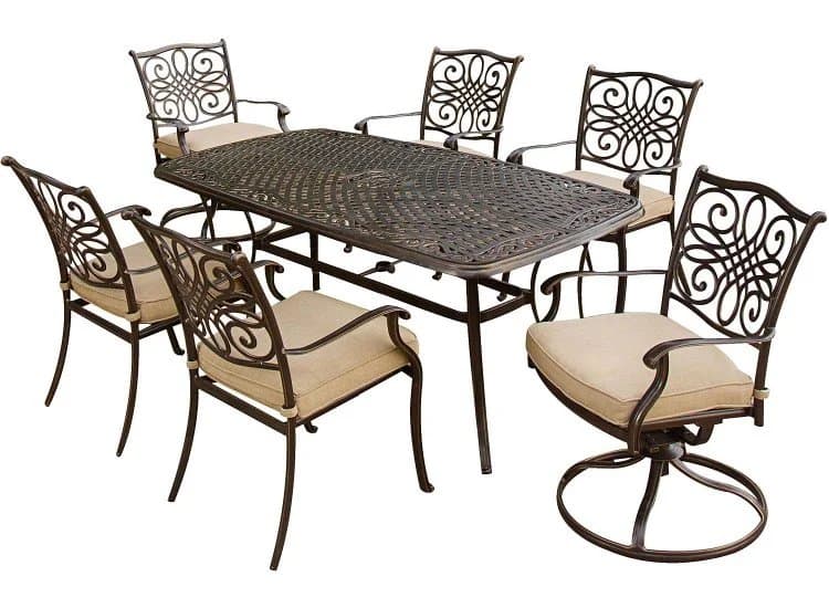 Hanover Traditions 7-Piece Outdoor Dining Patio Set, Natural Oat