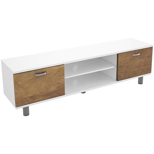 AVF Group Omaha Flat TV Stand (White and Walnut)