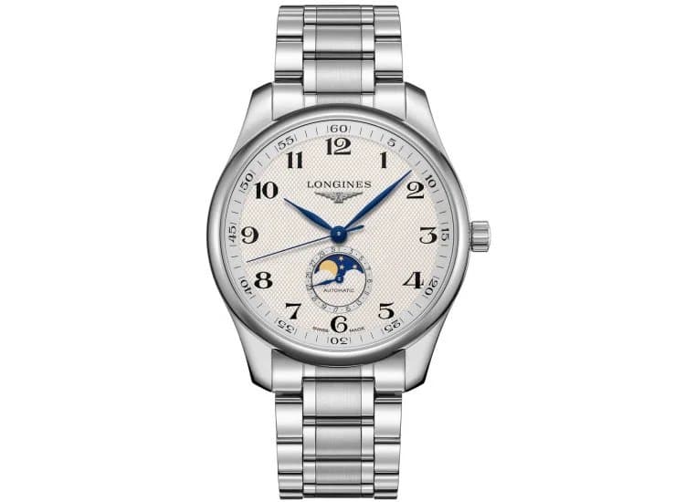 Longines Master Collection Automatic Moonphase Silver Barleycorn Dial Watch, 42mm