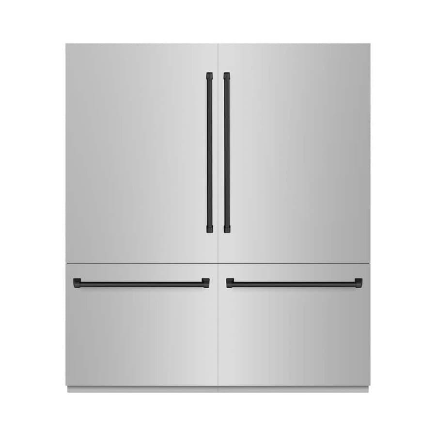72 in. 39.6 cu. ft. Built-in Bottom Freezer Refrigerator w/ Water Dispensers, Stainless Steel and Matte Black Accents