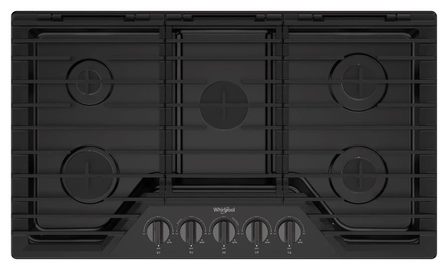 Whirlpool 36-in 5 burners Black Gas Cooktop