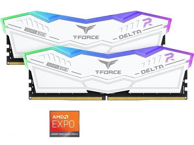 Team T-Force Delta RGB 32GB (2 x 16GB) 288-Pin PC RAM DDR5 6000 (PC5 48000) Desktop Memory Model FF4D532G6000HC30DC01