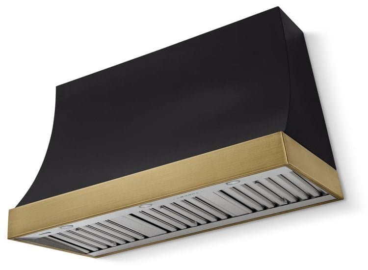 AGA Marquee Wall Hood 48-Inch in Matte Black with Antique Brass Trim - AH4830MRQ-MBL-AB