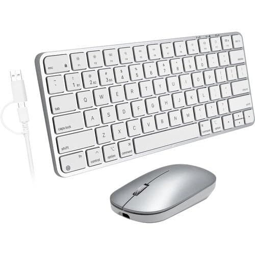 Macally Dual Mode Wireless Keyboard & Mouse Set (Silver)